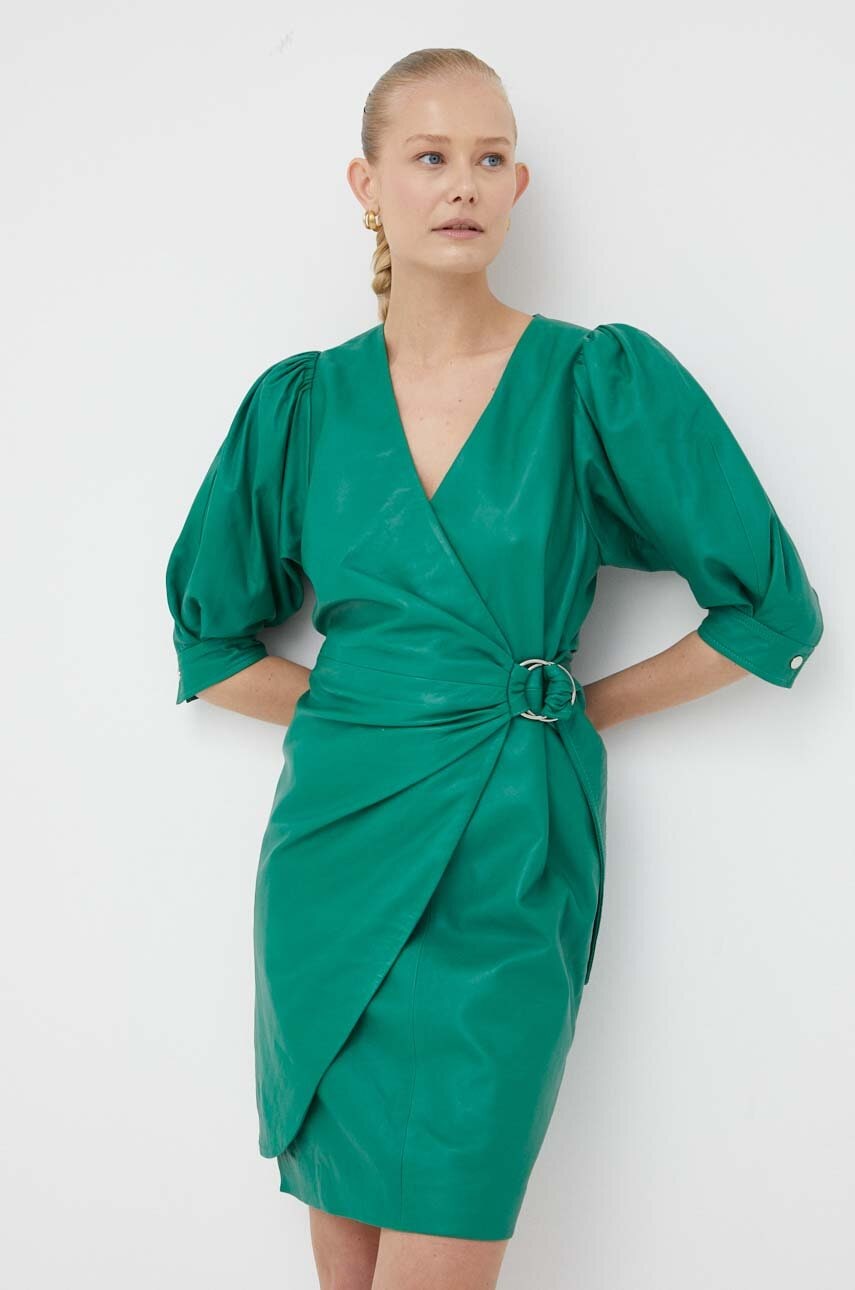 2NDDAY rochie de piele culoarea verde