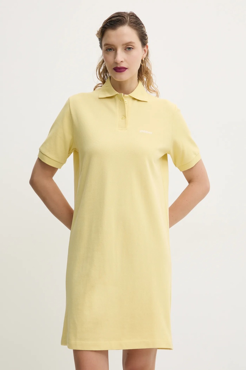 2NDDAY rochie din bumbac Sophia culoarea galben