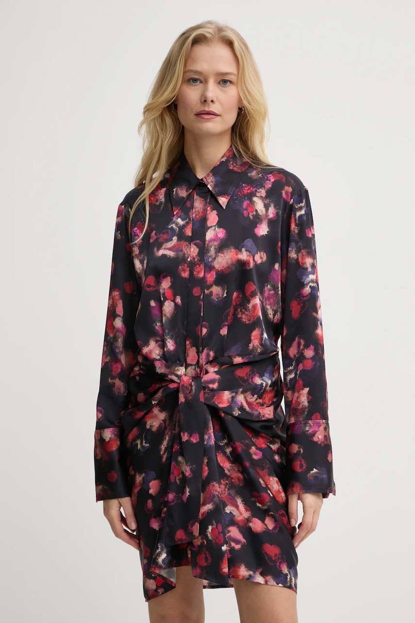 A.L.C. rochie de matase Mia culoarea negru