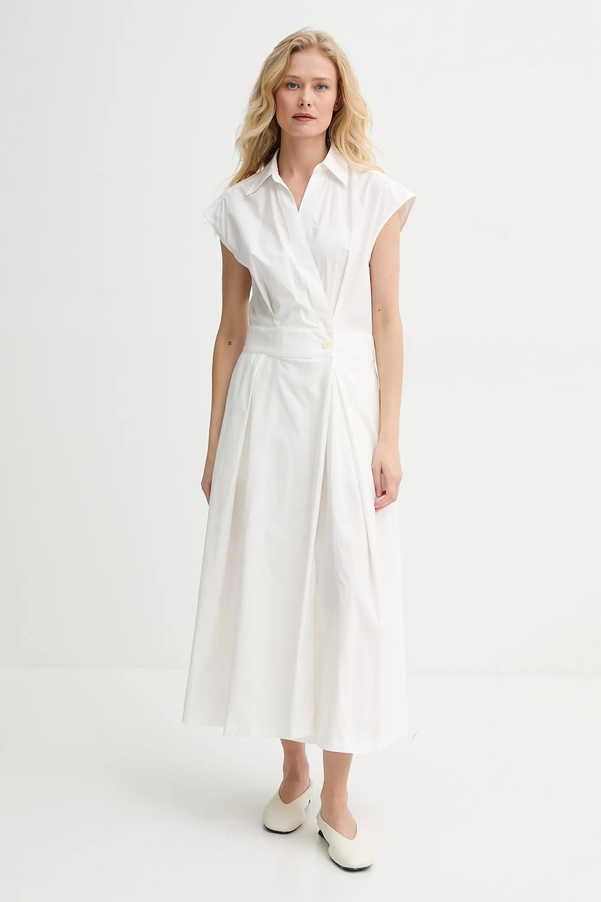 A.P.C. rochie din bumbac robe athena culoarea alb