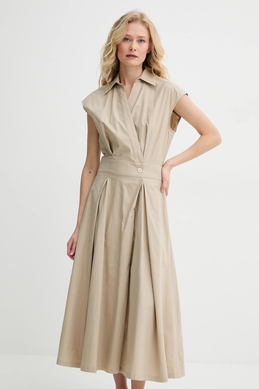 A.P.C. rochie din bumbac robe athena culoarea verde