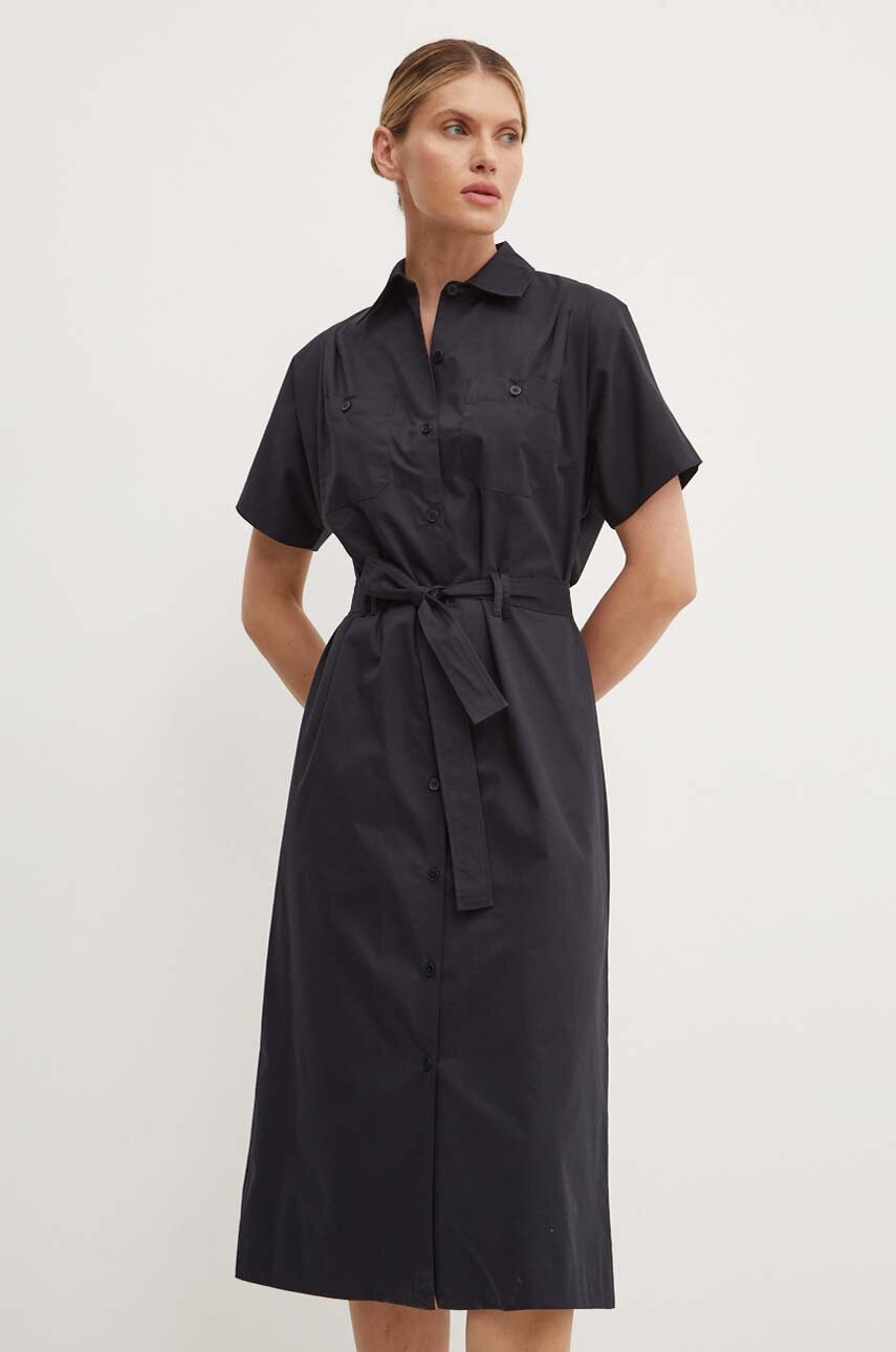 A.P.C. rochie din bumbac robe new drew culoarea bleumarin