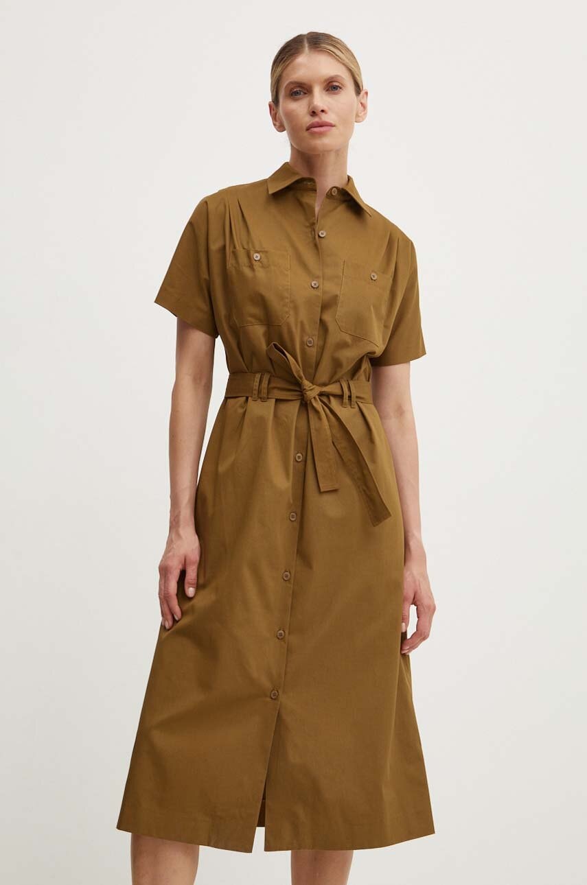 A.P.C. rochie din bumbac robe new drew culoarea verde