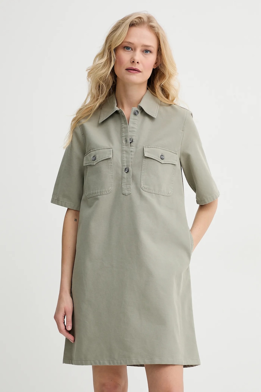 A.P.C. rochie din bumbac robe selia culoarea verde