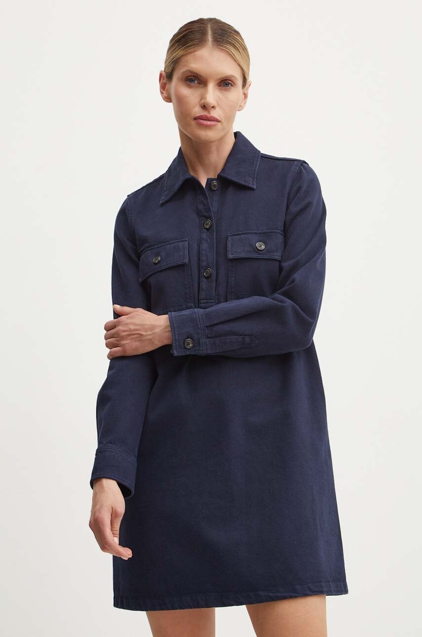 A.P.C. rochie din denim robe mia culoarea bleumarin
