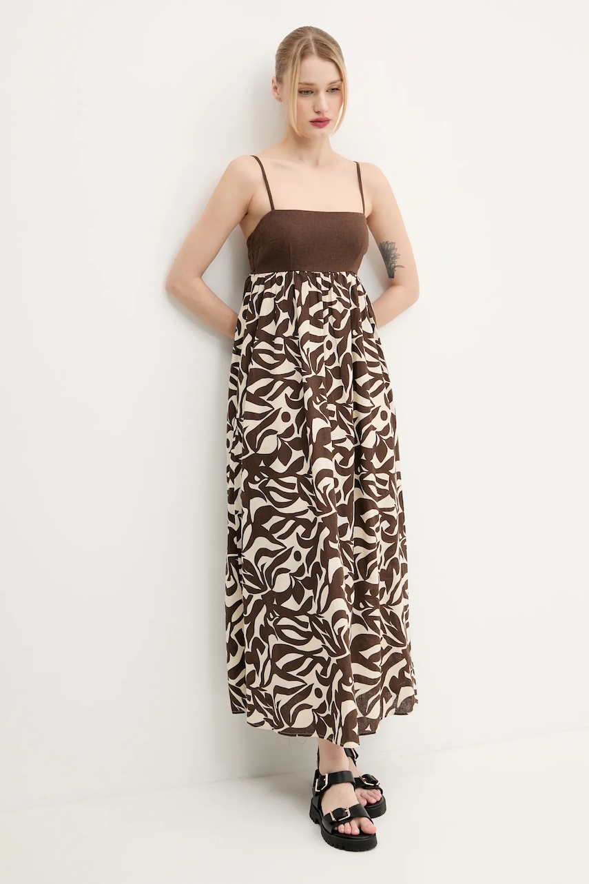 Abercrombie & Fitch rochie din in culoarea maro