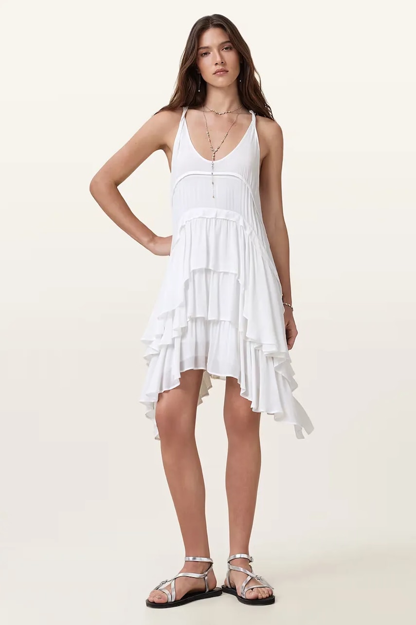 AllSaints rochie CAVARLY culoarea alb