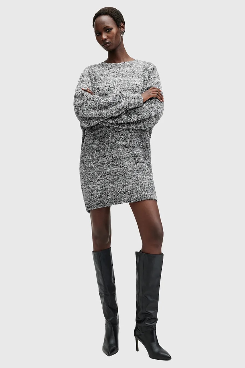 AllSaints rochie DAZZLE culoarea gri