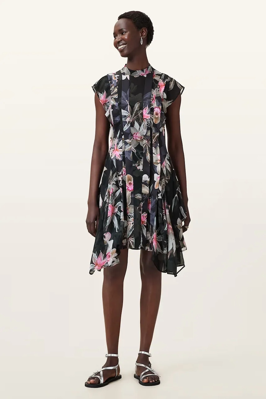 AllSaints rochie FLEUR culoarea negru