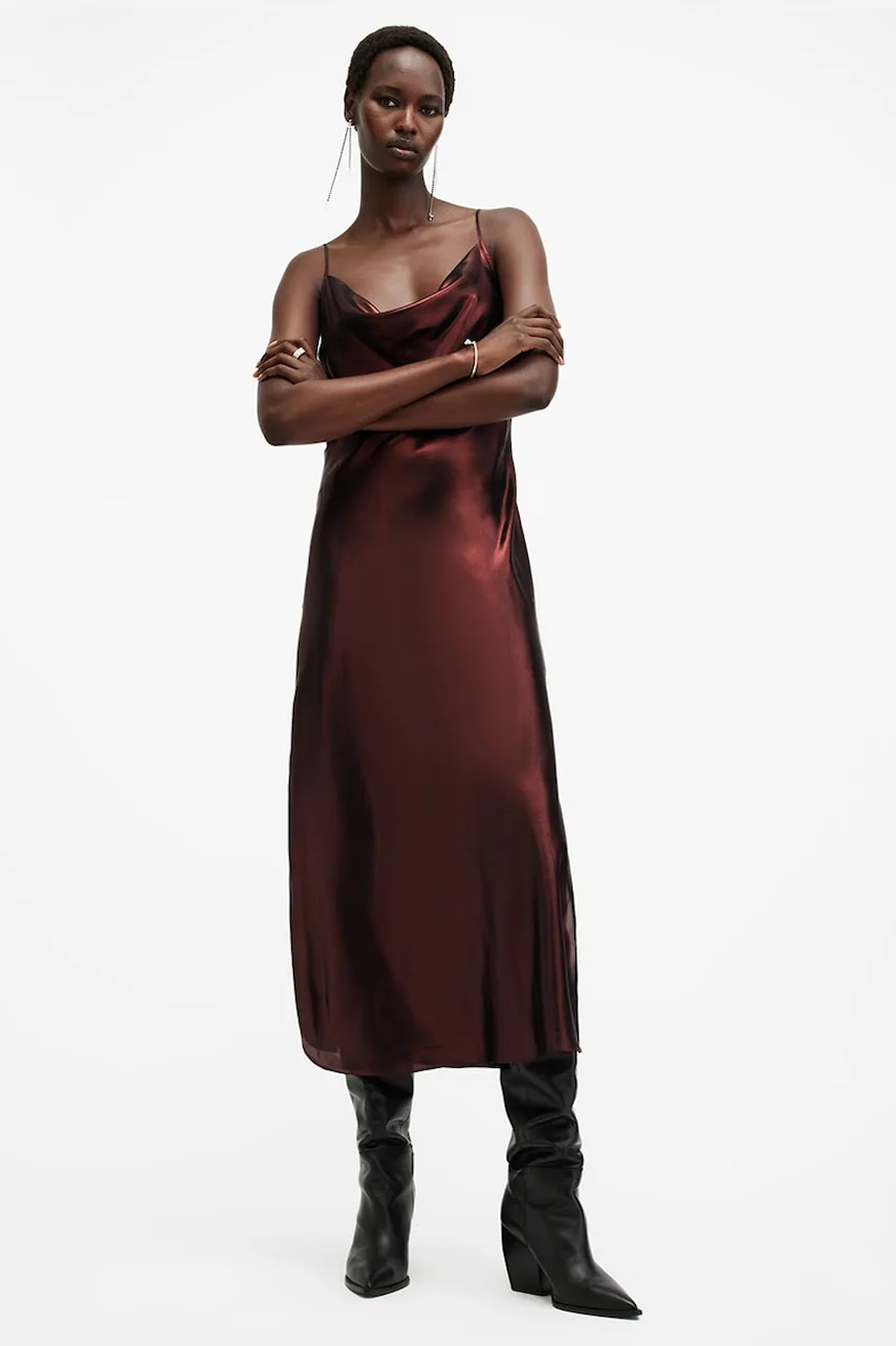 AllSaints rochie HADLEY culoarea rosu