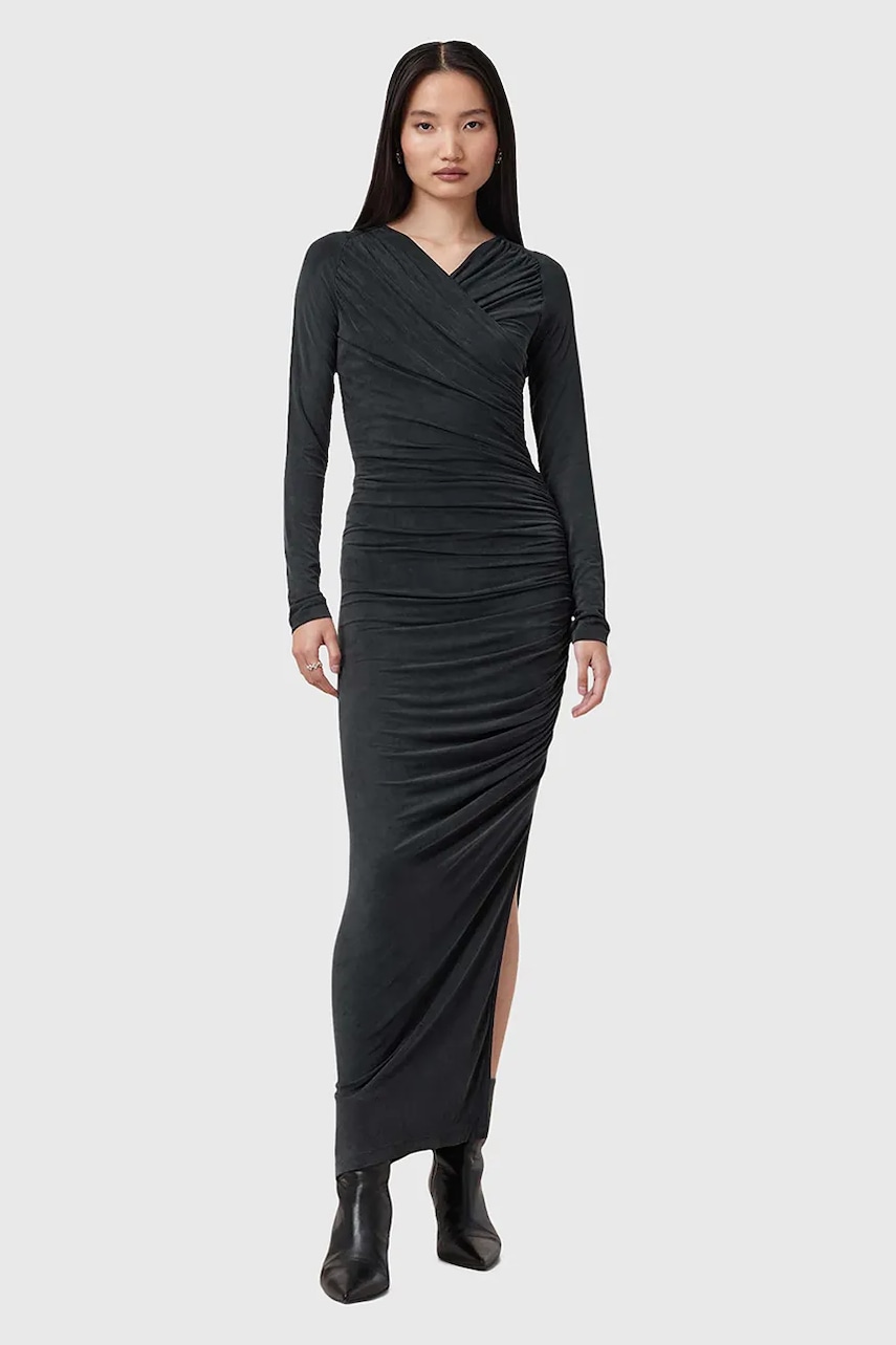 AllSaints rochie HANAKO CUPRO culoarea negru