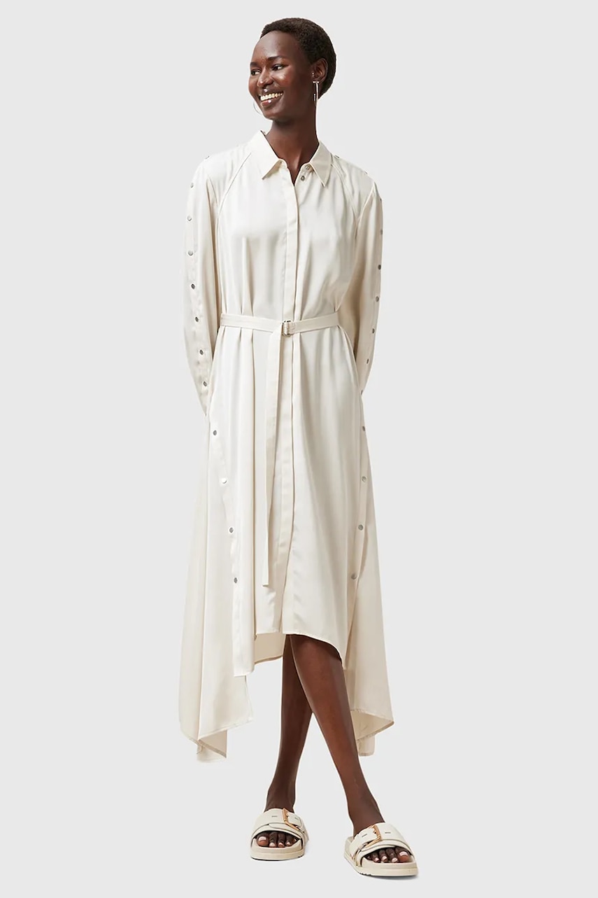 AllSaints rochie LEXI culoarea alb