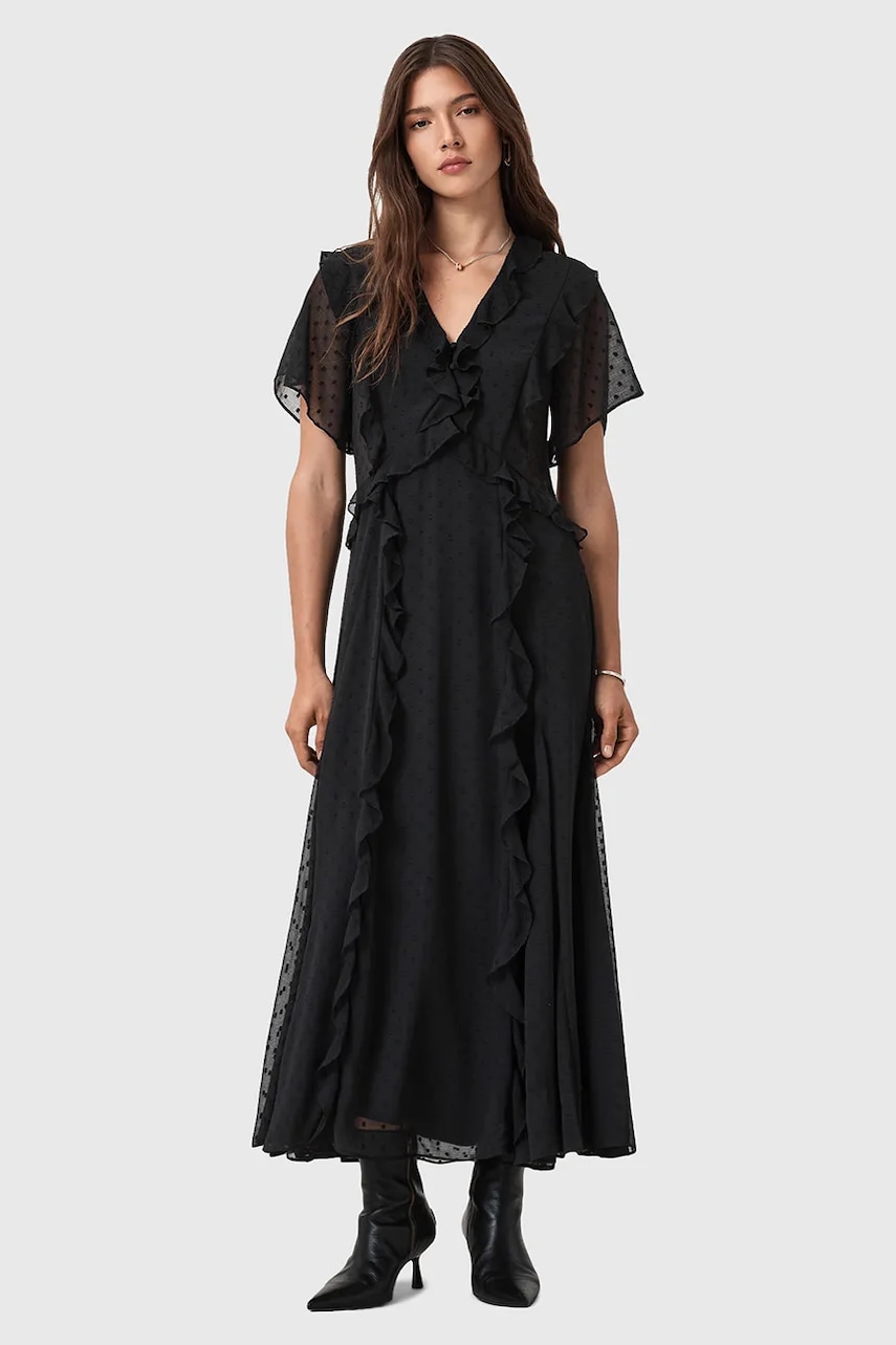 AllSaints rochie MARI culoarea negru