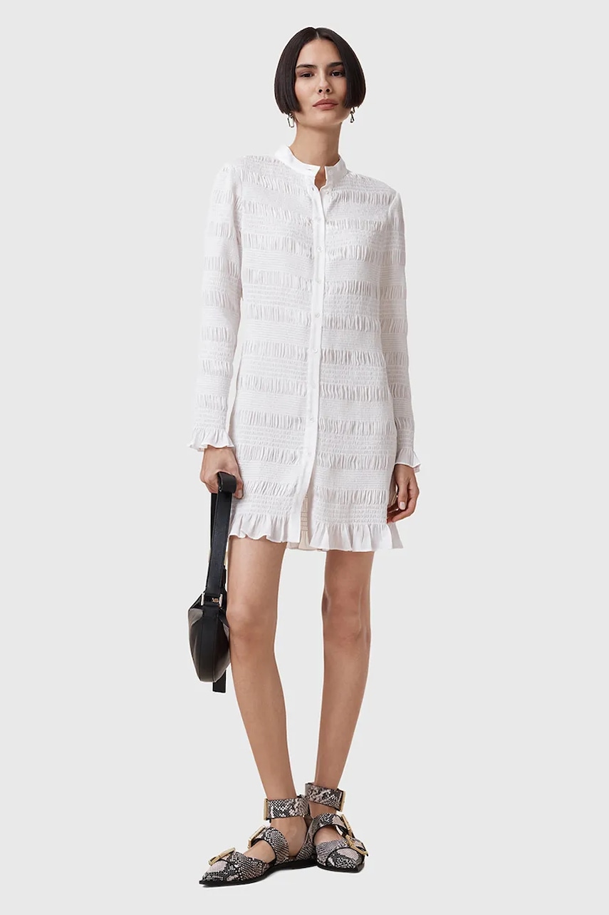 AllSaints rochie MEG culoarea alb