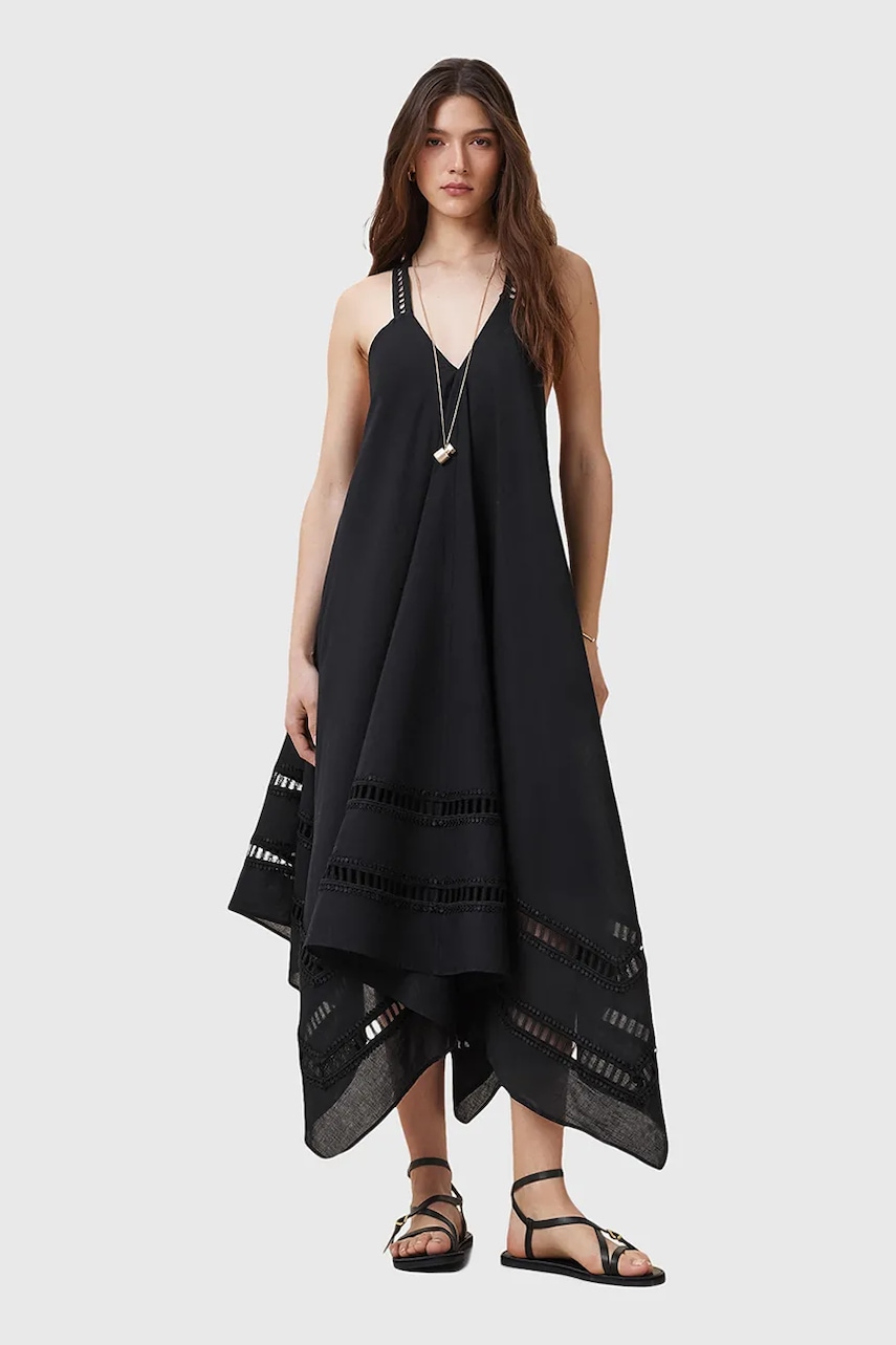 AllSaints rochie din bumbac LIL culoarea negru