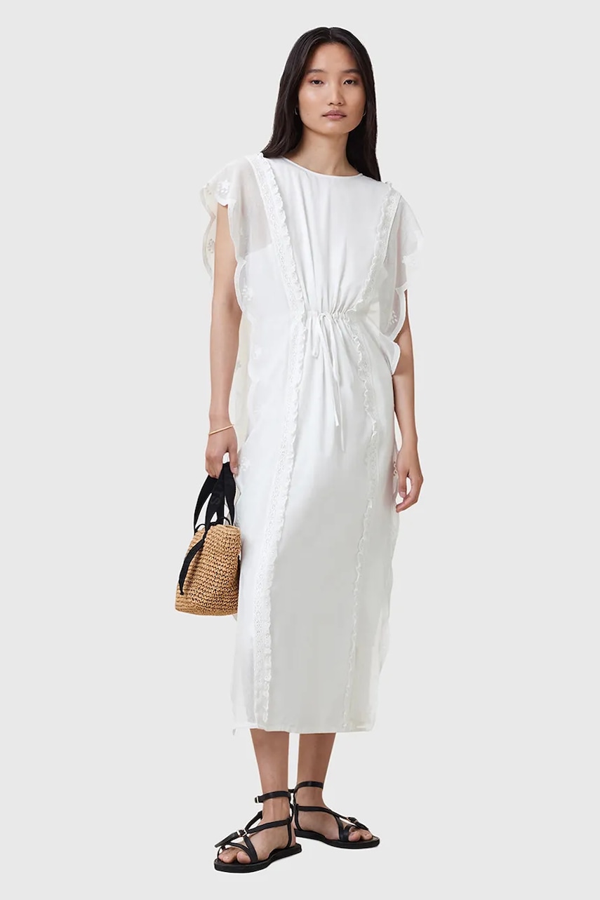 AllSaints rochie din bumbac OLA culoarea alb