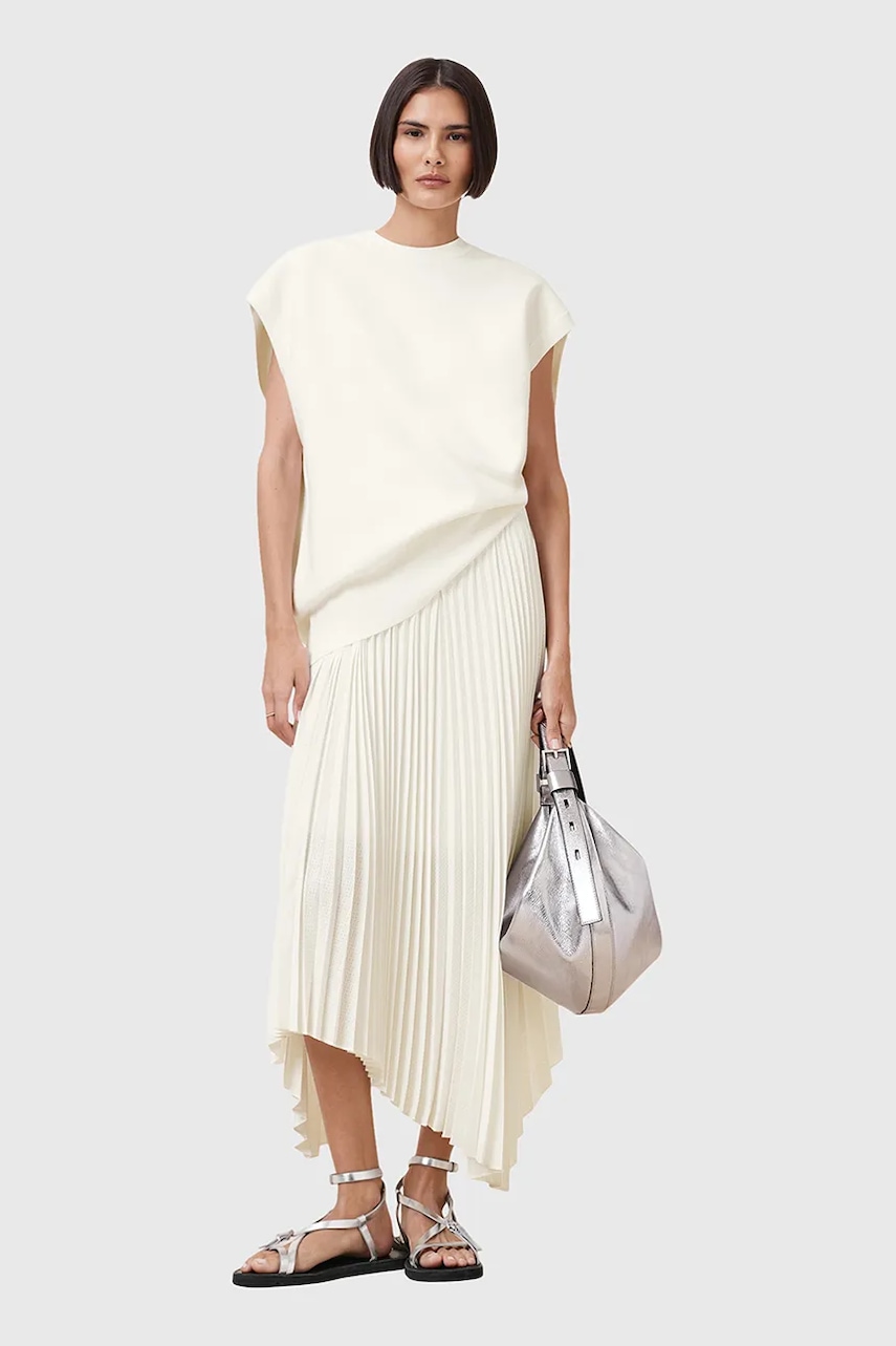 AllSaints rochie si pulover LEIA culoarea alb
