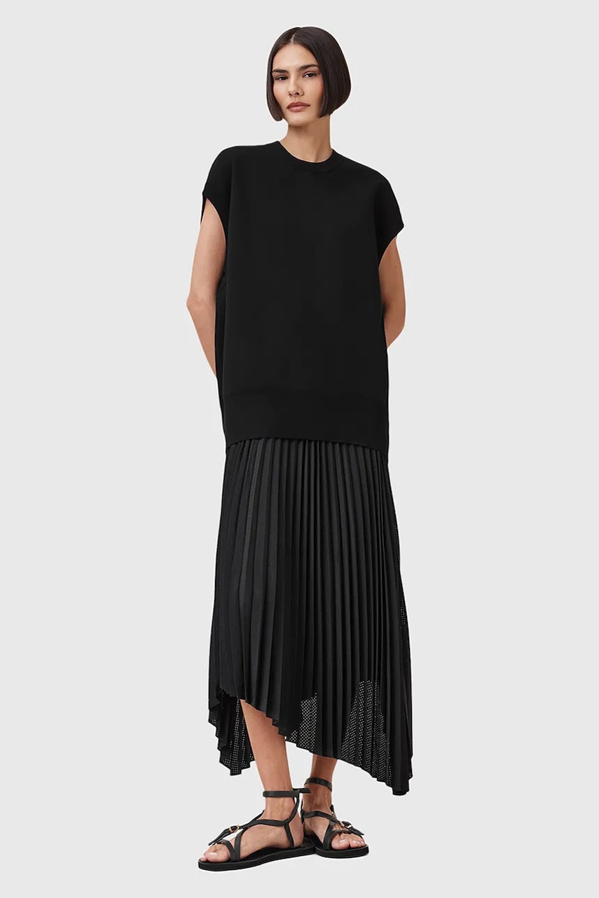 AllSaints rochie si pulover LEIA culoarea negru