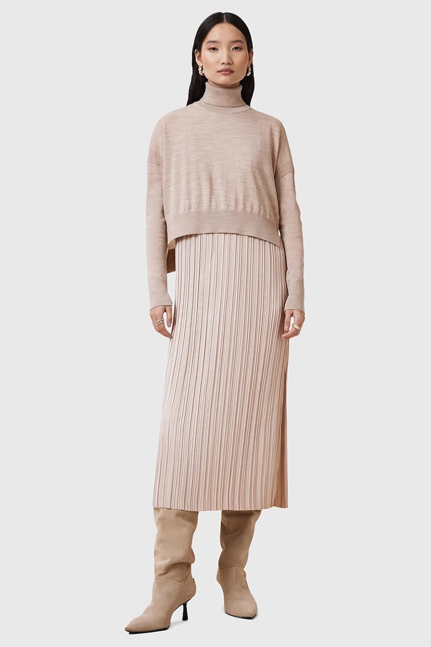 AllSaints rochie si pulover VITTORIA culoarea bej
