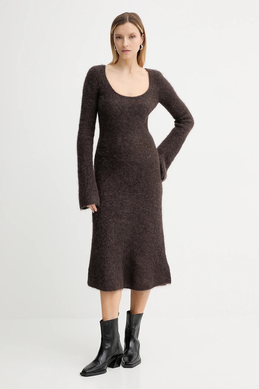 American Vintage rochie din lână culoarea maro