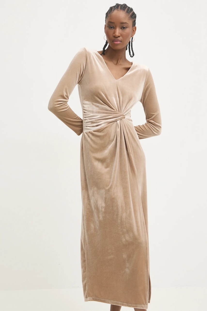 Answear Lab rochie de catifea culoarea auriu
