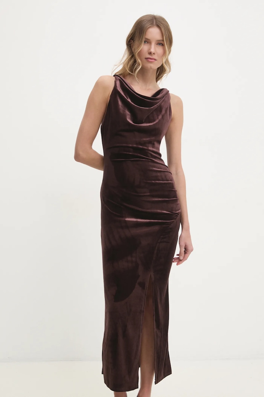 Answear Lab rochie de catifea culoarea maro
