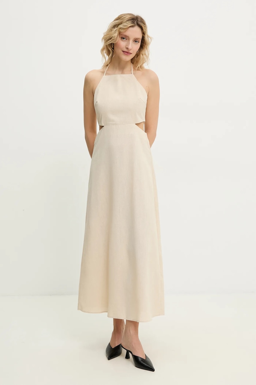 Answear Lab rochie din amestec de in culoarea bej