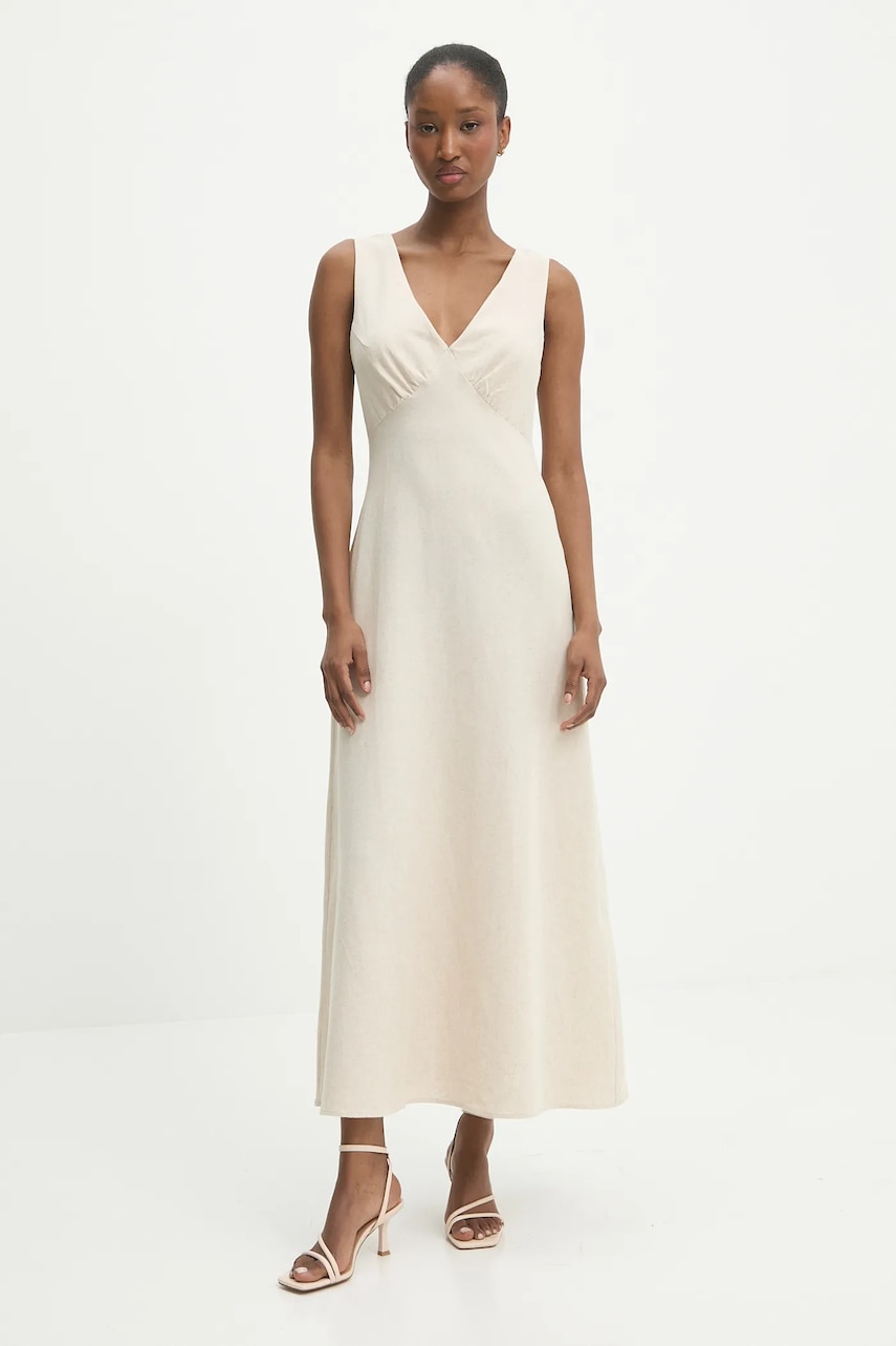 Answear Lab rochie din amestec de in culoarea bej