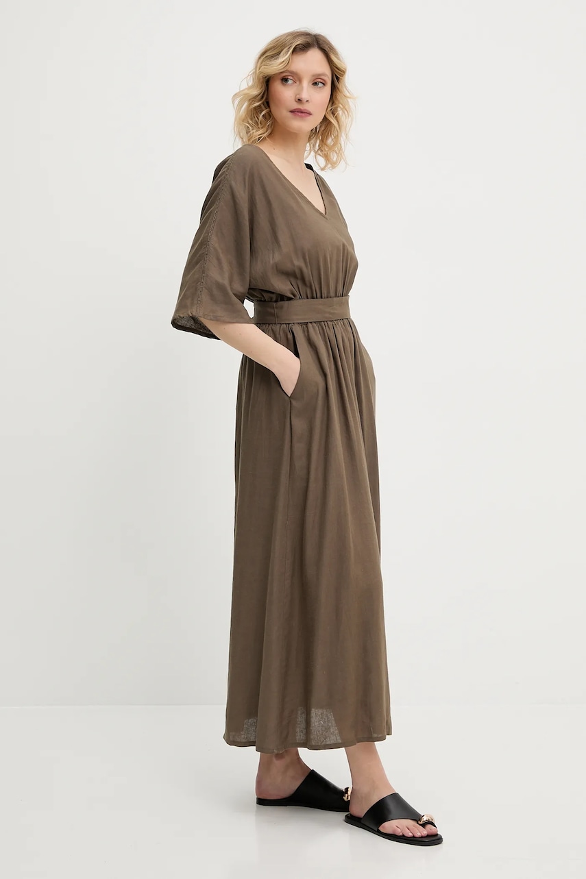 Answear Lab rochie din amestec de in culoarea verde