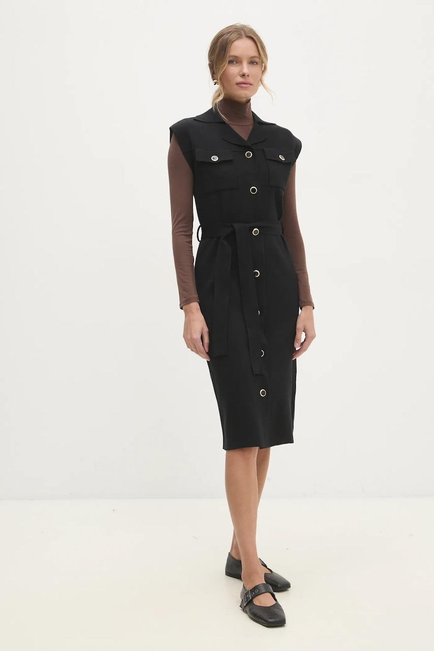 Answear Lab rochie din amestec de lână culoarea negru