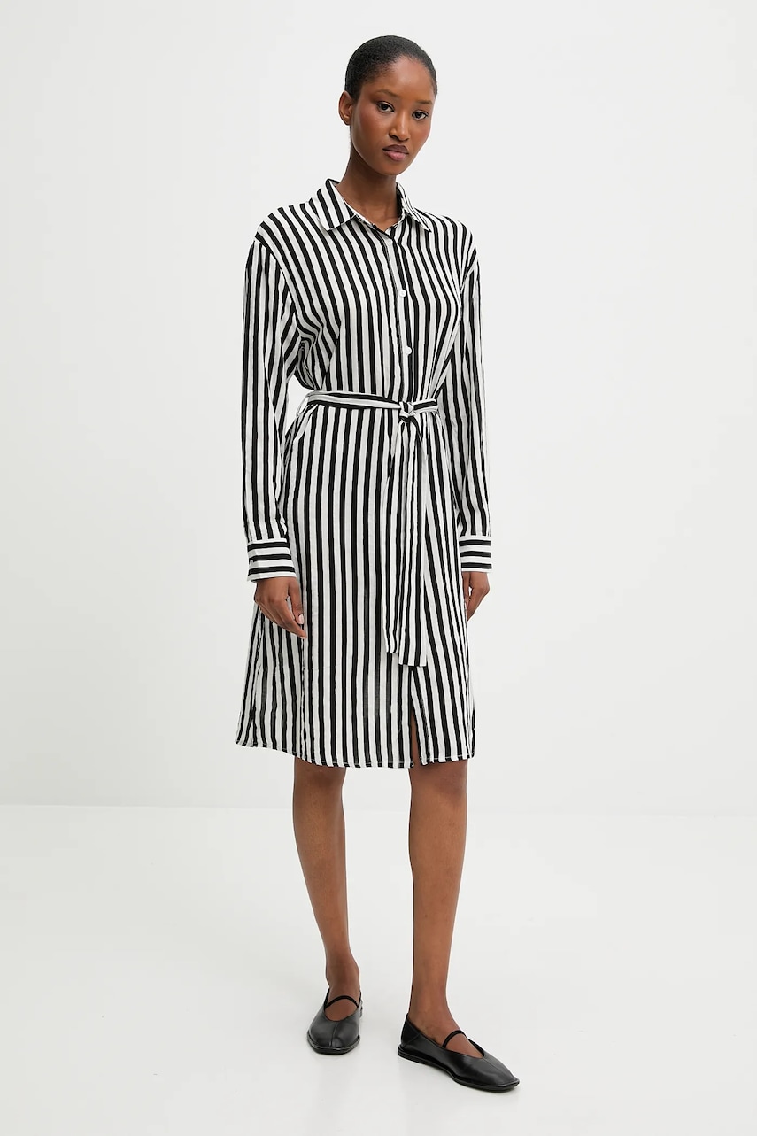 Answear Lab rochie din amestec de mătase culoarea negru