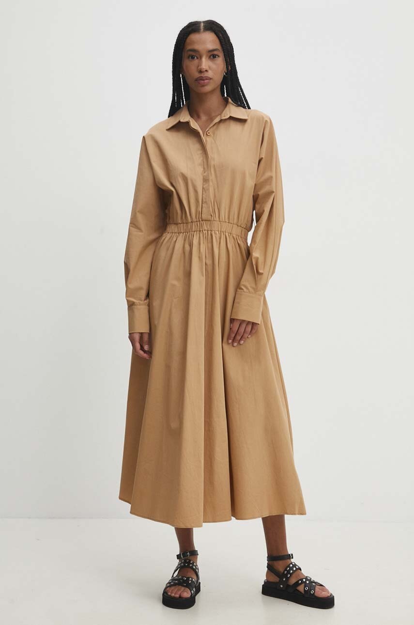 Answear Lab rochie din bumbac culoarea bej