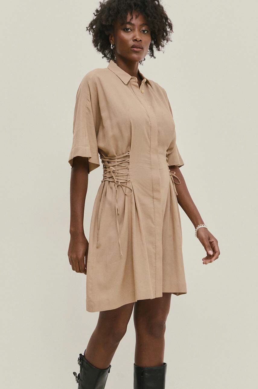 Answear Lab rochie din bumbac culoarea bej
