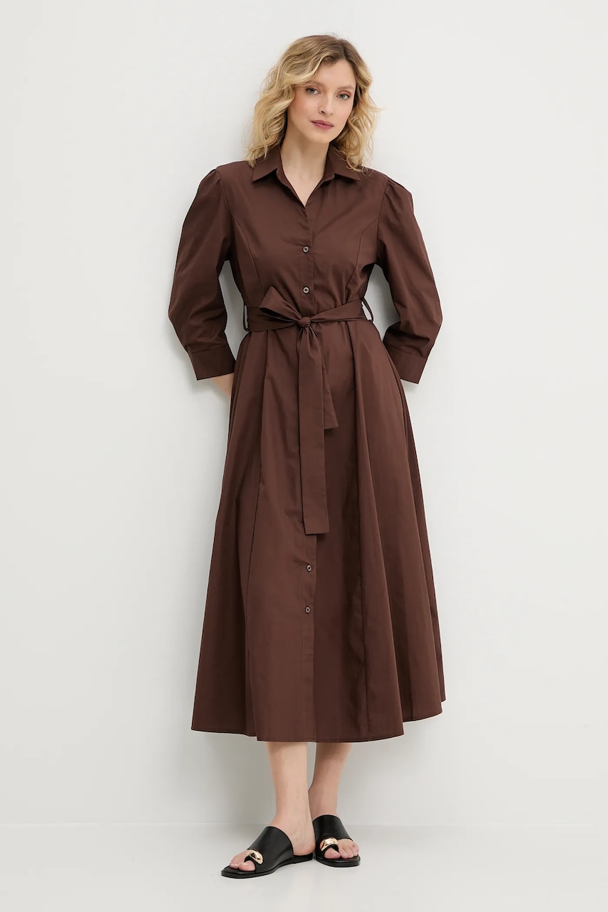 Answear Lab rochie din bumbac culoarea maro
