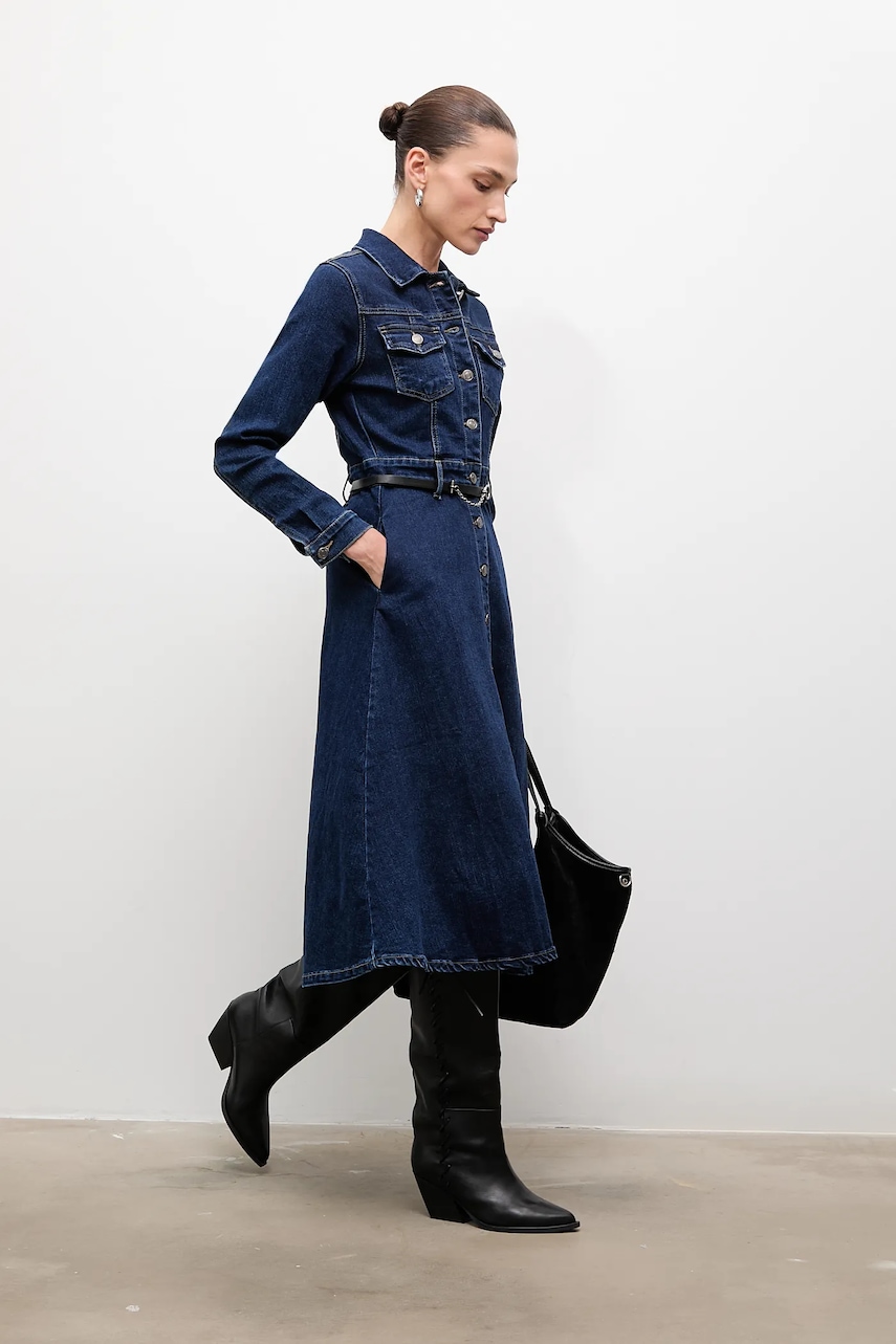 Answear Lab rochie din denim culoarea bleumarin