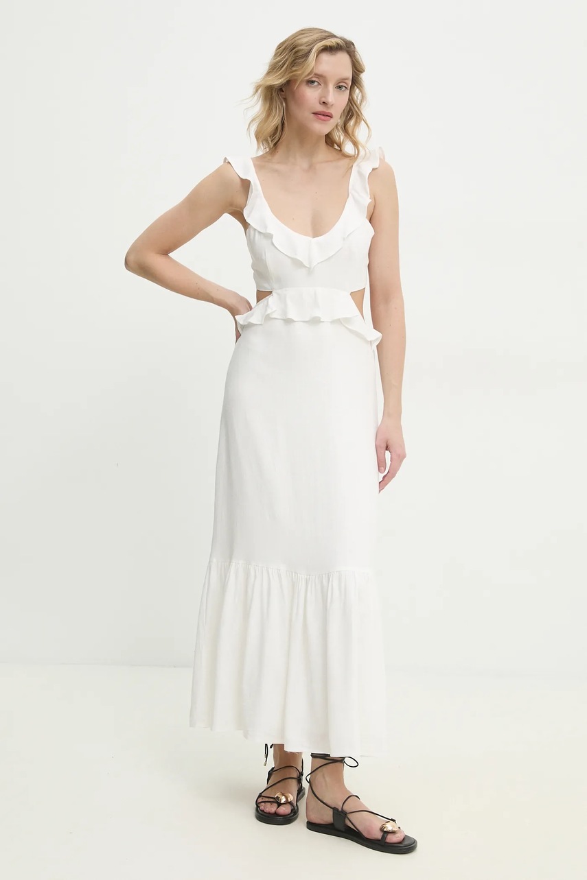 Answear Lab rochie din in culoarea alb