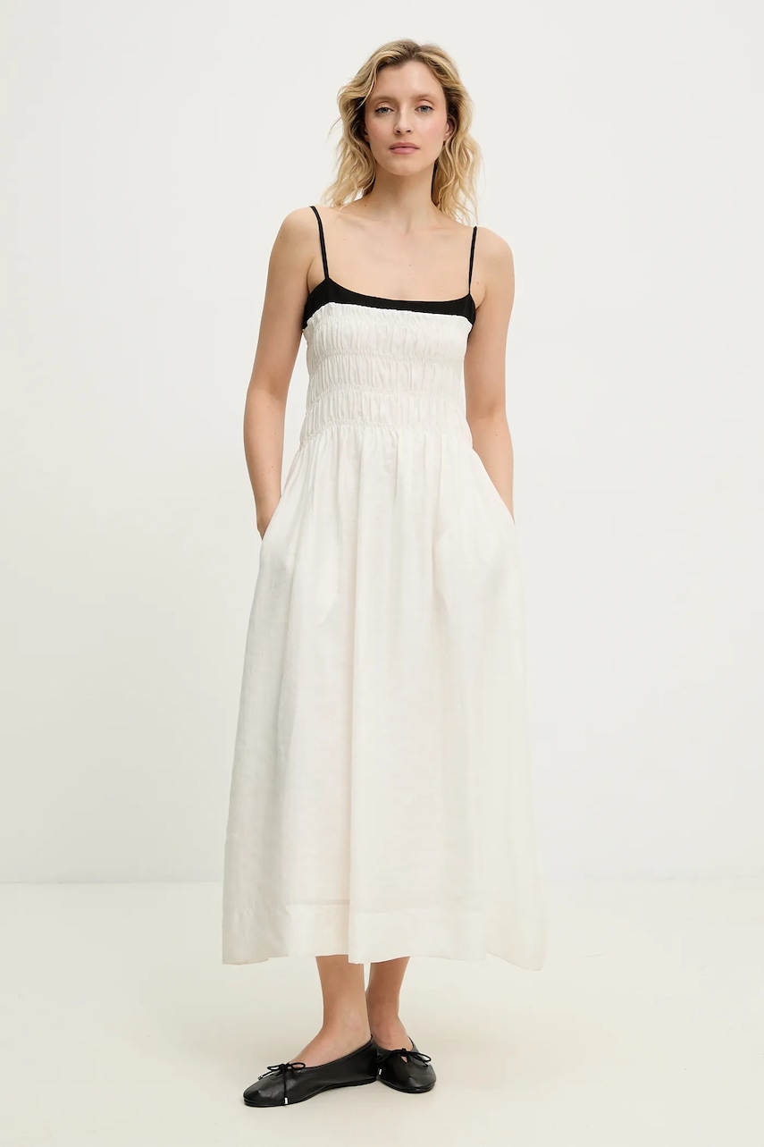 Answear Lab rochie din in culoarea alb