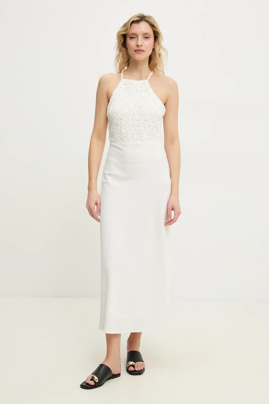 Answear Lab rochie din in culoarea alb