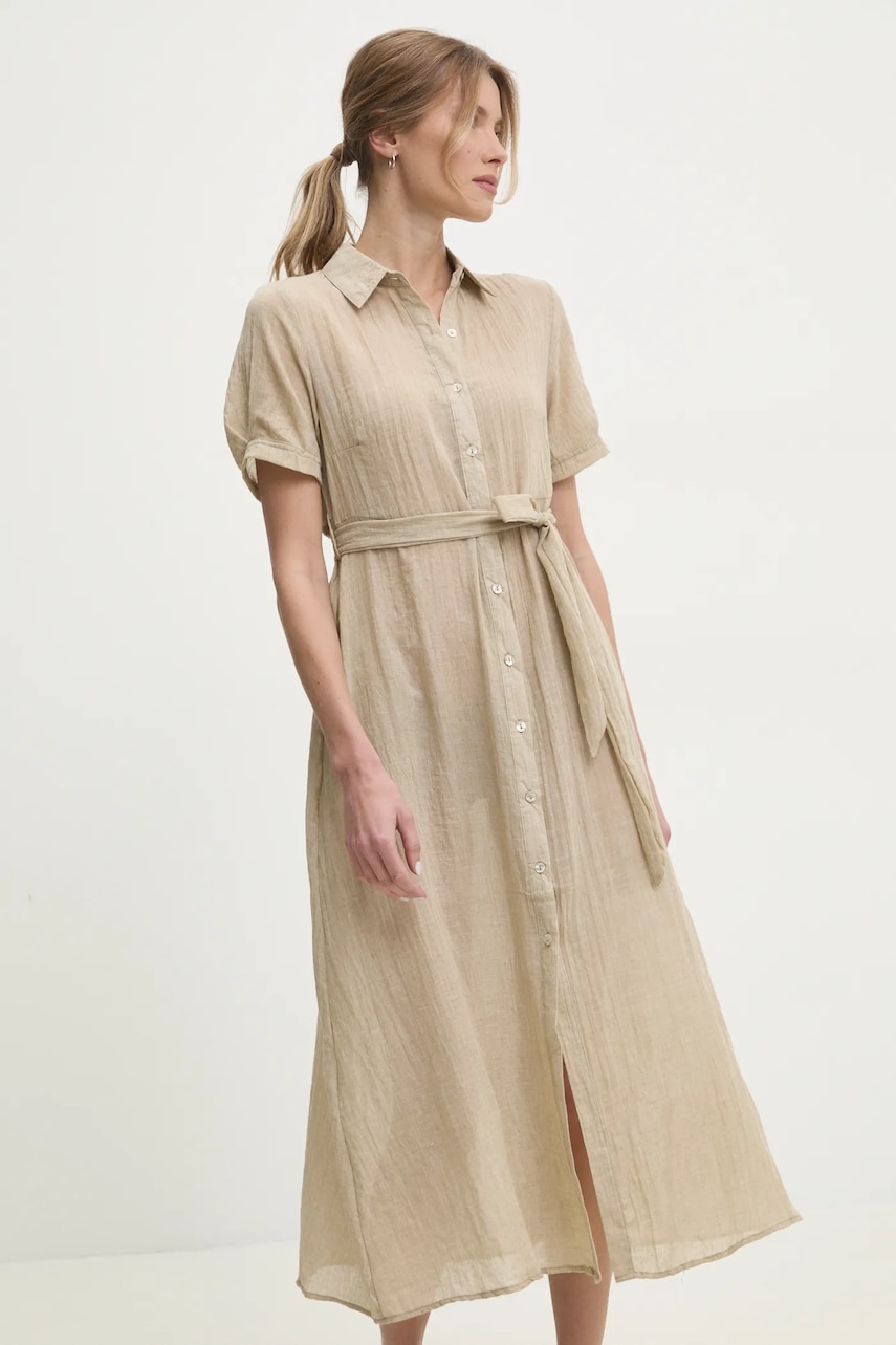 Answear Lab rochie din in culoarea bej