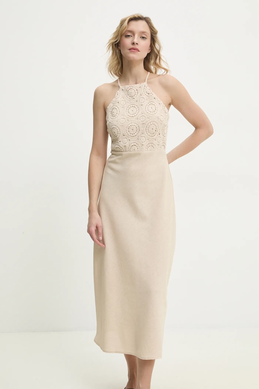 Answear Lab rochie din in culoarea bej