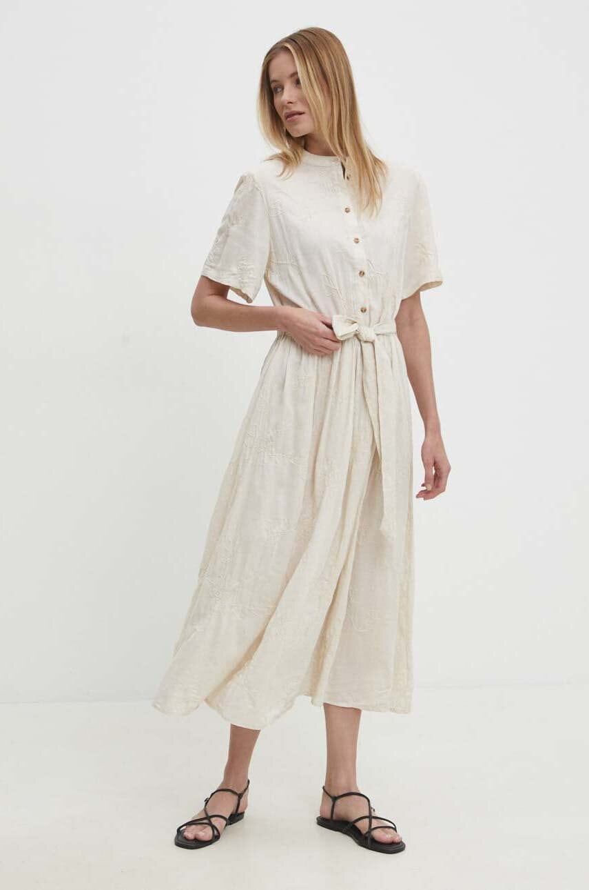 Answear Lab rochie din in culoarea bej