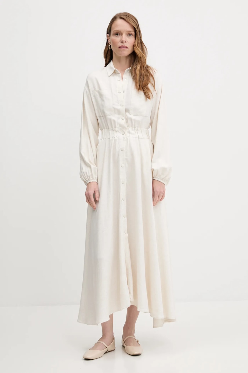 Answear Lab rochie din in culoarea bej