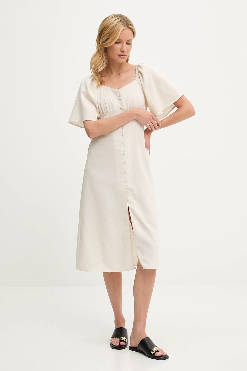 Answear Lab rochie din in culoarea bej
