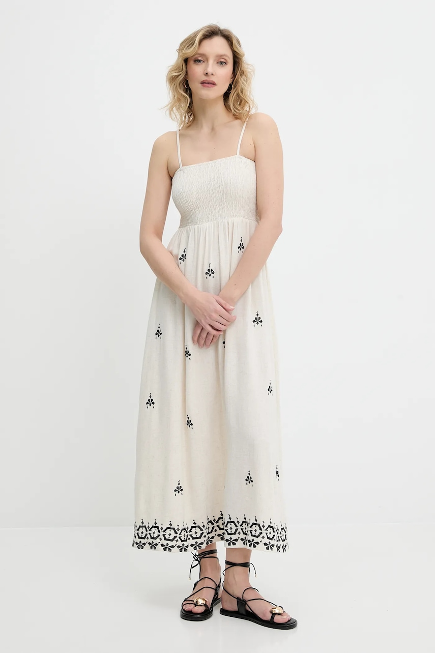 Answear Lab rochie din in culoarea bej