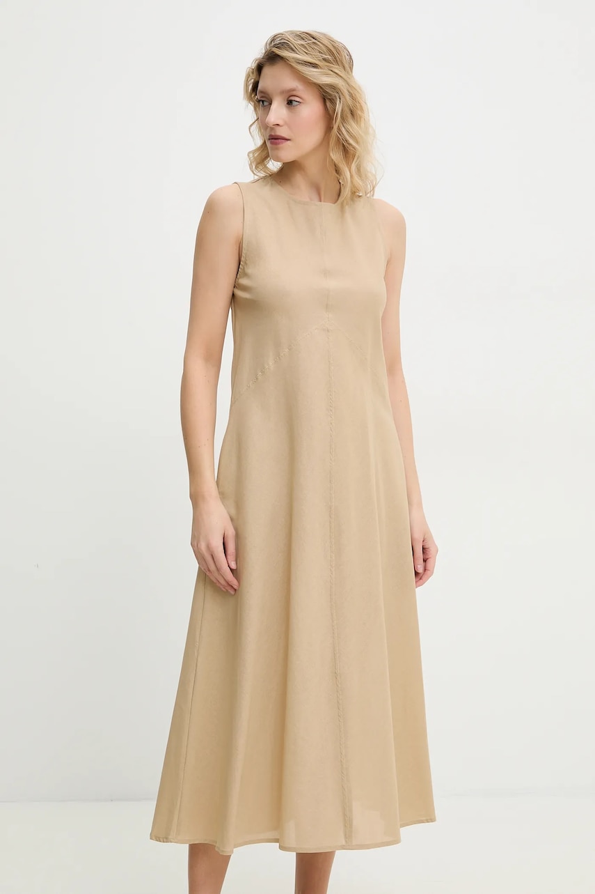 Answear Lab rochie din in culoarea bej