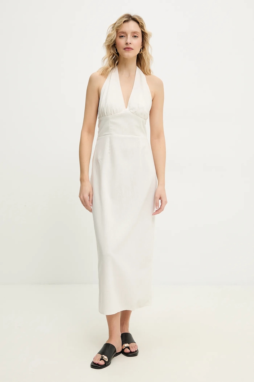Answear Lab rochie din in culoarea bej