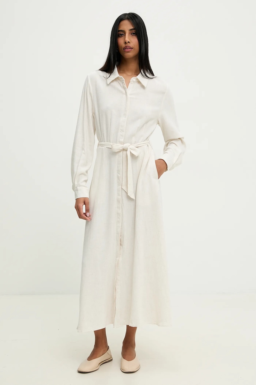 Answear Lab rochie din in culoarea bej