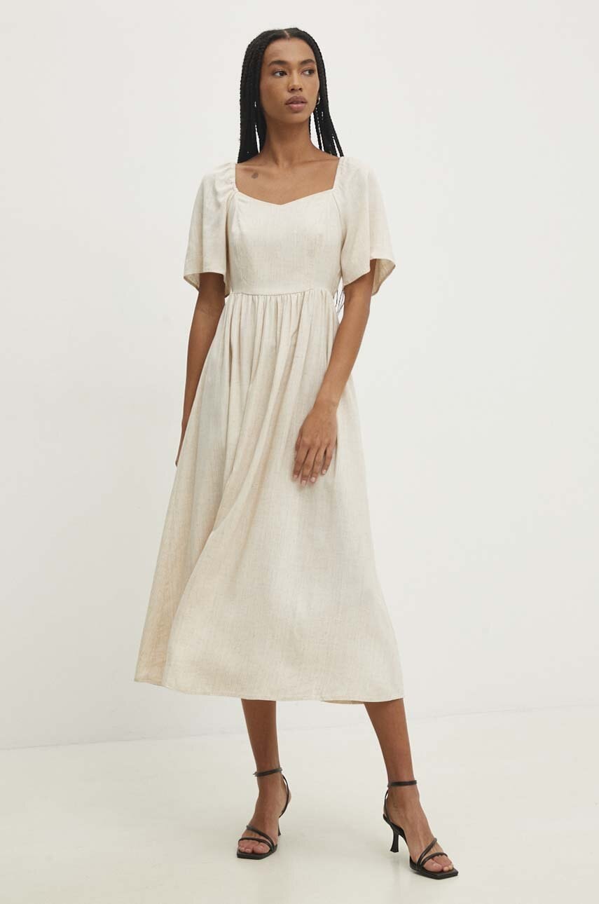 Answear Lab rochie din in culoarea bej