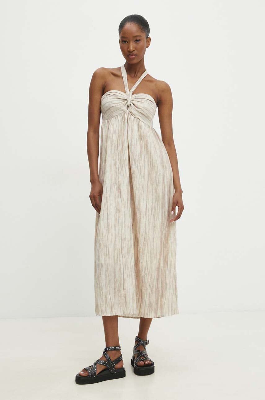 Answear Lab rochie din in culoarea bej