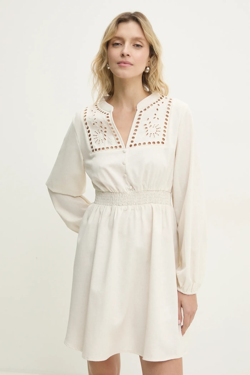 Answear Lab rochie din in culoarea bej